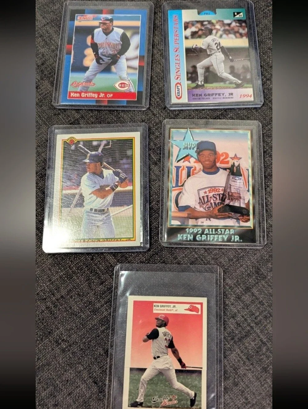 Ken Griffey Jr 5-Card Lot 1990 Bowman #481 Alrak MVP Kraft Donruss Fleer